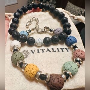 VITALITY Stunning Precious Lava Gemstone Bracelet with Stretch Beads...